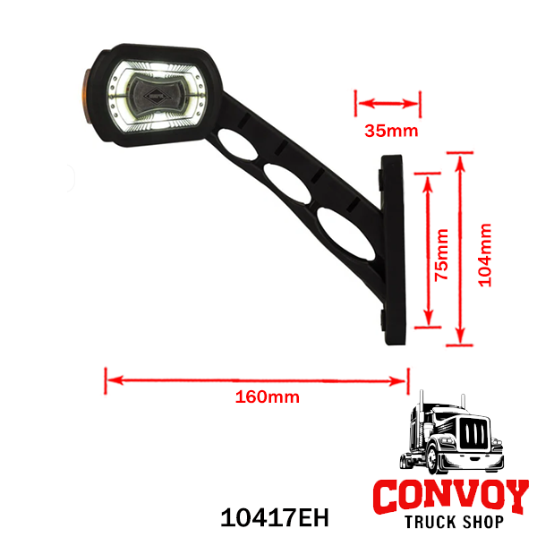 Straight Arm LED Marker Lamp – Large Rectangular Rubber Mount