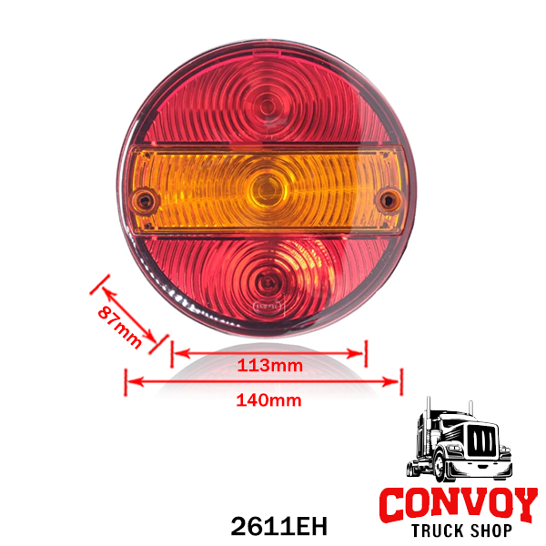 Round Tail Light with Number Plate Illumination - Left Side