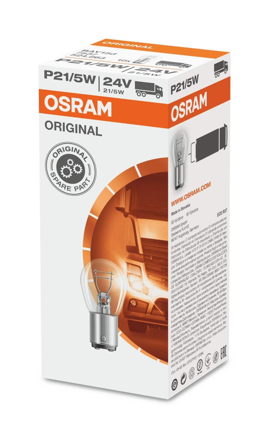 Bombilla Osram Bay15d para vehículos – 12V y 24V, 21W y 21/5W