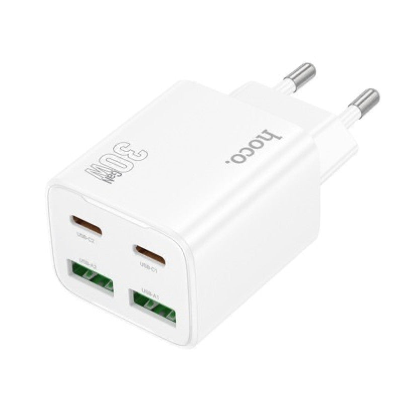 HOCO N56 20W 4-Port Wall Charger (USB & Type-C) – White