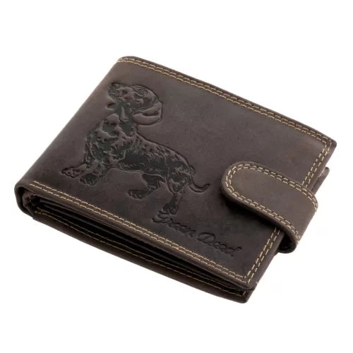 Leather Wallet with Hunting Motif – Rustic Brown