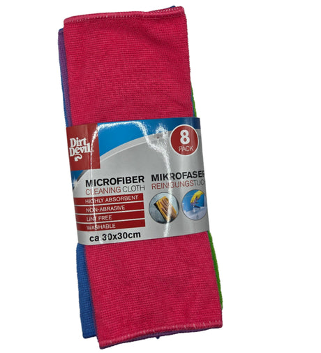 Microfiber Cleaning Cloths, Colorful, 8-Pack, 30 x 30 cm