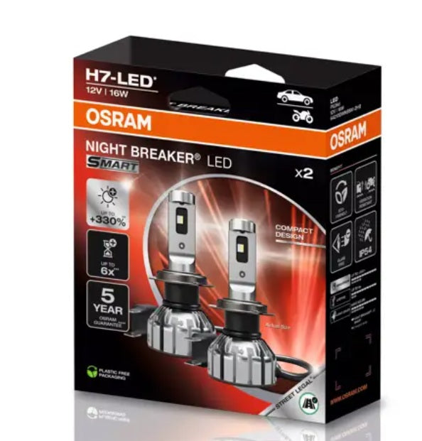 Osram Night Breaker LED Headlight Bulb Set for Cars – H4 & H7