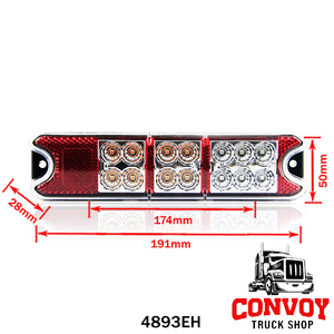 3-Function LED Rear Light with Reflector 12/24V