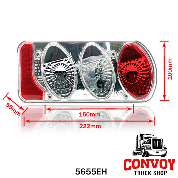 Universal Rear Lamp Clear 5-Function with Reflector