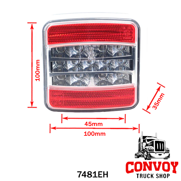 LED Trailer Light with 3 Functions and Reflector