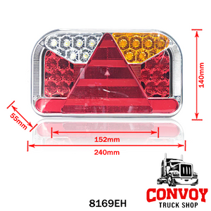 LED Rear Light, 5-Function, Rectangular with Triangle Reflector