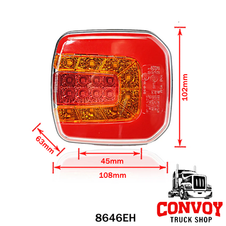 Universal 3-Function LED Rear Light Cube 12/24V (Non-Reflector)