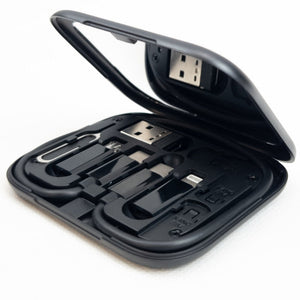 Hoco U114 6-in-1 Travel Data Cable Set with Storage Case – Black