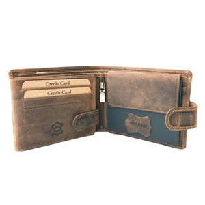 Leather Wallet with Hunting Motif – Rustic Brown