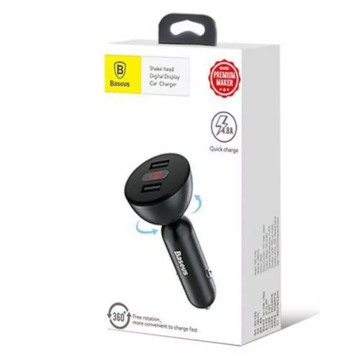 Baseus 360° Rotatable Car Charger, 4.8A Dual USB 2.0