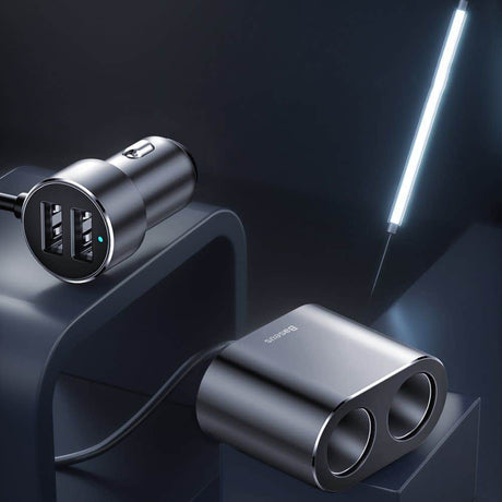 Baseus One to Two Car Charger (80W + 2x USB 3.1A) - Black