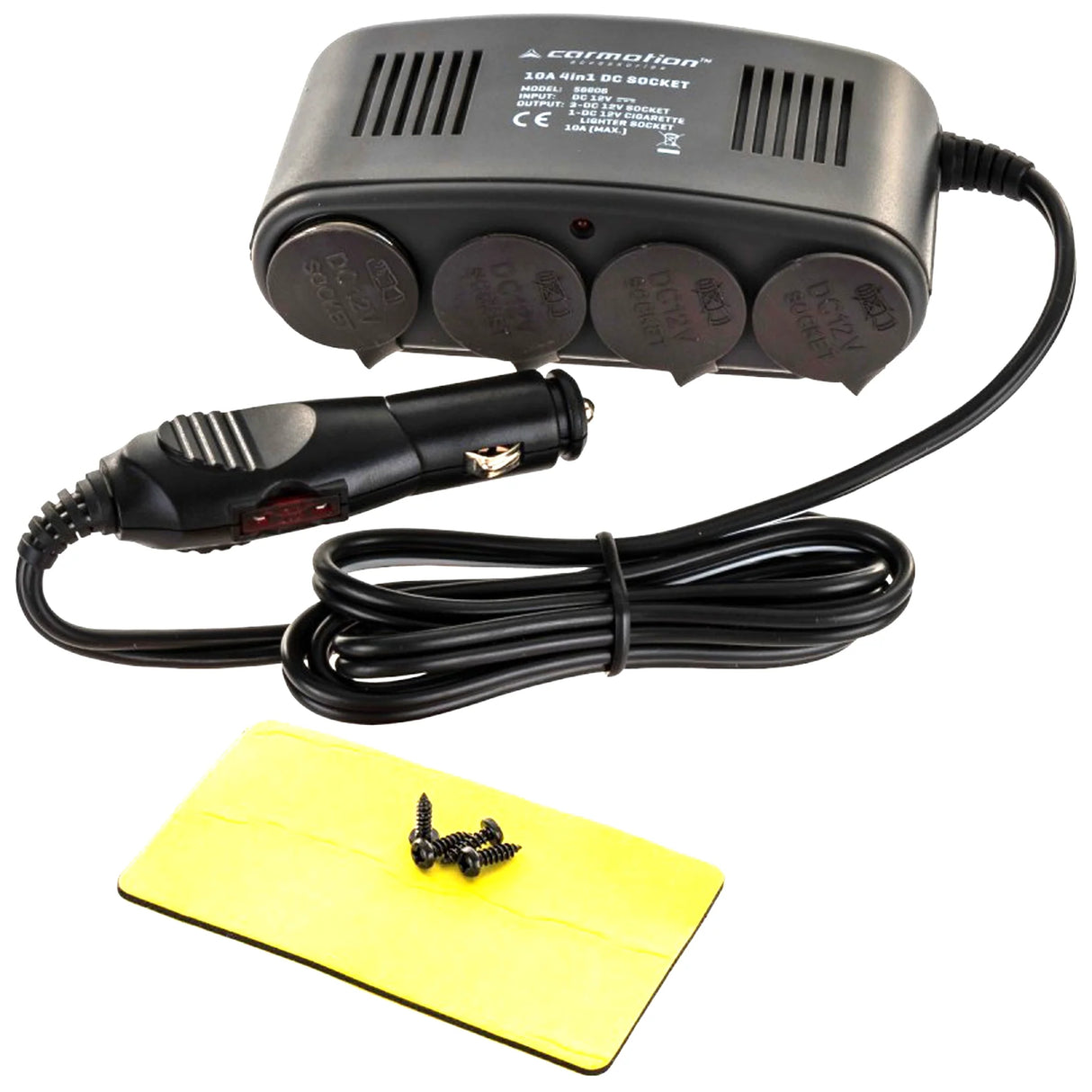 4-Way Car Cigarette Lighter Splitter, 10A