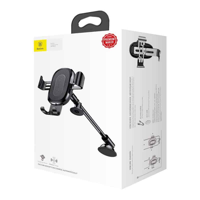 Car Phone Holder & Wireless Charger with Adjustable Arm