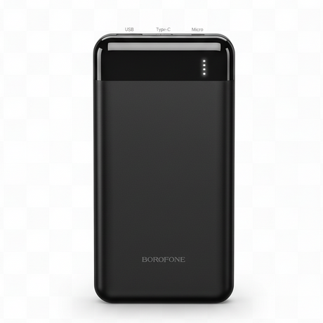 Borofone Power Bank 20.000 mAh – Schnellladefunktion (PD 20W & QC 3.0), Schwarz