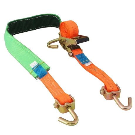 Ribbed Wheel Tie-Down Strap, 3-Point Hook, 2.5m